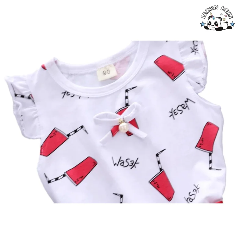 LEZONKIDS - Conjunto de Roupas de Verão Personalizáveis para Meninas com Mangas Borboleta Conjuntos de Roupas para Crianças Meninas Conjunto de Roupas de Verão